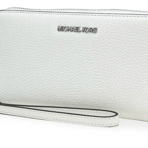 Michael Kors Large Pebbled Leather Zip Around Continental Wallet (Optic White)